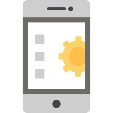 Dişli ağ simgesi olan akıllı telefon, ayarlar konsepti. vektör illüstrasyonu