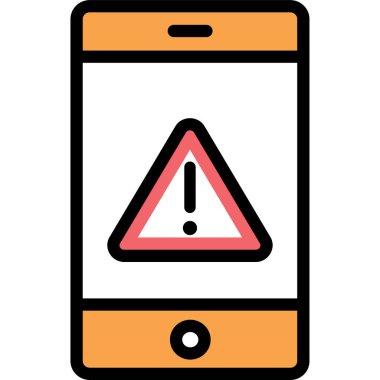  Uyarı işareti simgesi düz, vektör, illüstrasyon içeren akıllı telefon