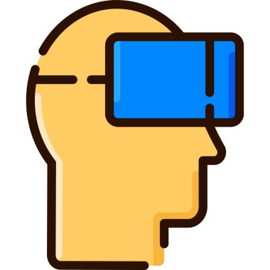 vr gözlük düz simge, vektör, illüstrasyon 