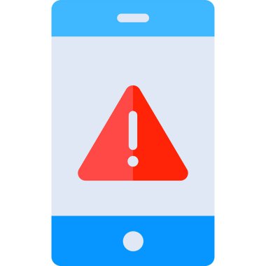  Uyarı işareti simgesi düz, vektör, illüstrasyon içeren akıllı telefon