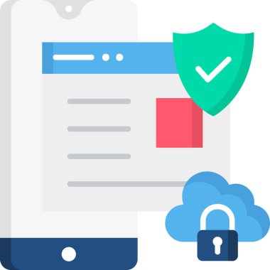 Web güvenliği düz simgesi, vektör, illüstrasyon