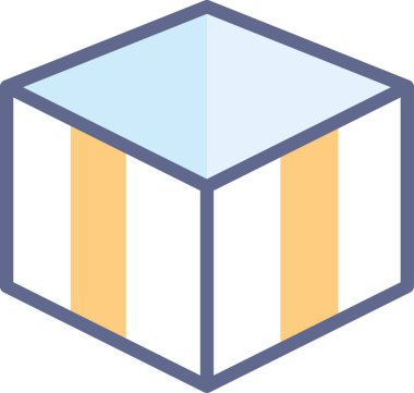 küp düz simge, vektör, illüstrasyon