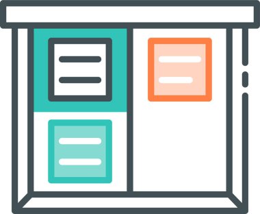 kanban tahta düz simgesi, vektör illüstrasyonu