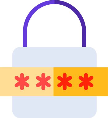 kilitlenmiş asma kilit düz simgesi, vektör, illüstrasyon, parola korumalı konsept 