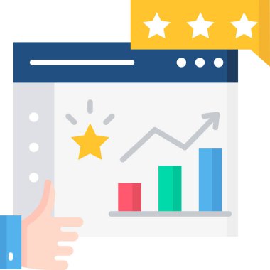 Grafik düz simgesi, vektör, illüstrasyon, tanıtım konsepti içeren web sayfası 