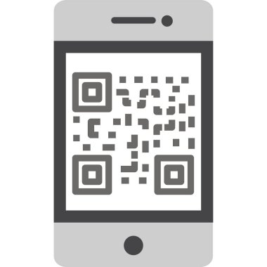 qr kod düz simgesi, vektör, illüstrasyon içeren akıllı telefon ekranı 