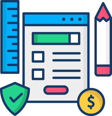 tıklama başına öde düz simge, vektör, illüstrasyon