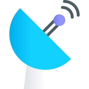 uydu çanağı düz simgesi mavi fotoğraf kartı, vektör illüstrasyonu   