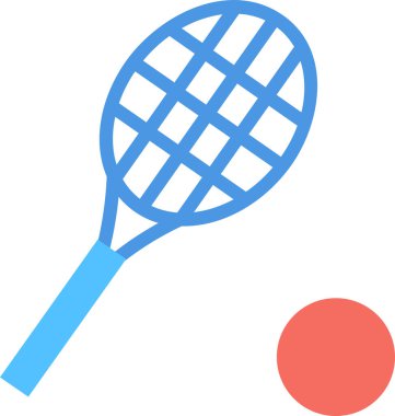 Tenis raketi düz simgesi, vektör, illüstrasyon 