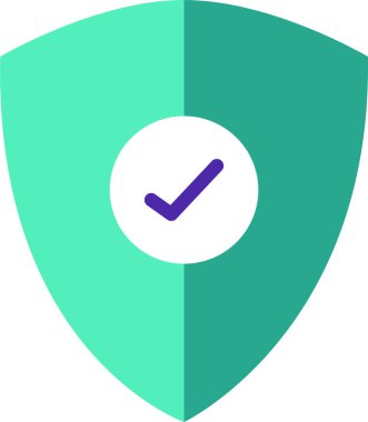 İşaretli düz simge, vektör, illüstrasyon, doğrulanmış konsept ile kalkan 