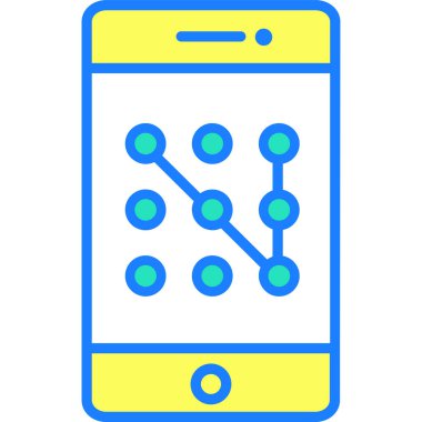 Desenli düz simge, vektör, illüstrasyon içeren akıllı telefon ekranı 