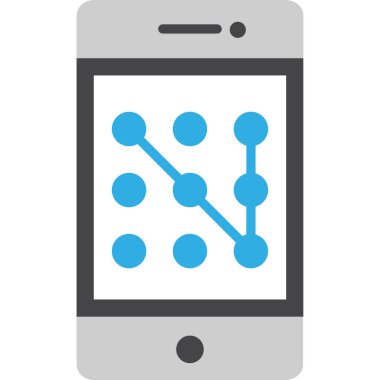 Desenli düz simge, vektör, illüstrasyon içeren akıllı telefon ekranı 