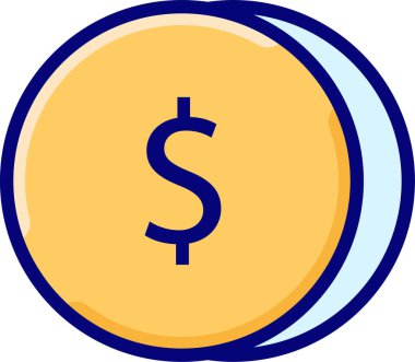 Dolar sikkeleri düz simge, vektör, illüstrasyon 