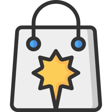 Alışveriş poşeti düz simge, vektör, illüstrasyon