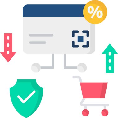 Kredi kartı simgesi vektör illüstrasyonu, alışveriş kavramı 