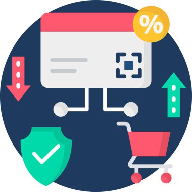 Kredi kartı simgesi vektör illüstrasyonu, alışveriş kavramı 