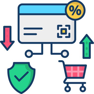 Kredi kartı simgesi vektör illüstrasyonu, alışveriş kavramı 