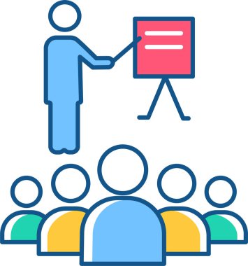 Eğitim simgesi, vektör illüstrasyonunda kullanıcılarla iş logosu 