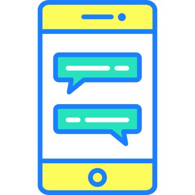 Akıllı telefon ekranında konuşma balonu sohbet simgesi. Vektör illüstrasyonu