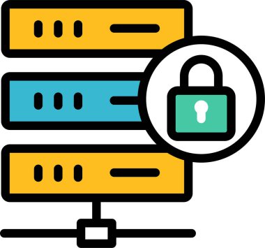 kilitli veritabanı düz simgesi, vektör, illüstrasyon