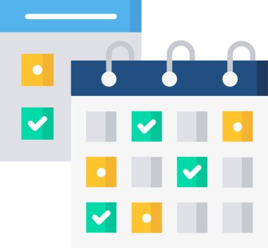 yıllık takvim düz biçim simgesi, vektör illüstrasyonu 
