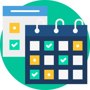 yıllık takvim düz biçim simgesi, vektör illüstrasyonu 