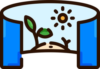  panoramik ekran düz simge, vektör, illüstrasyon 