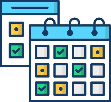 yıllık takvim düz biçim simgesi, vektör illüstrasyonu 