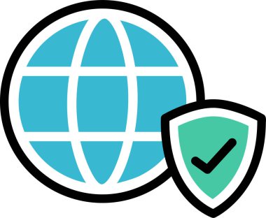 Web güvenliği düz simgesi, vektör, illüstrasyon