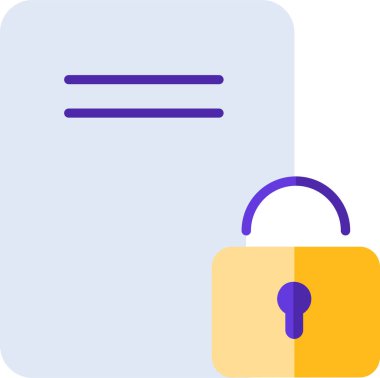 kilitlenmiş belge düz simgesi, vektör, illüstrasyon