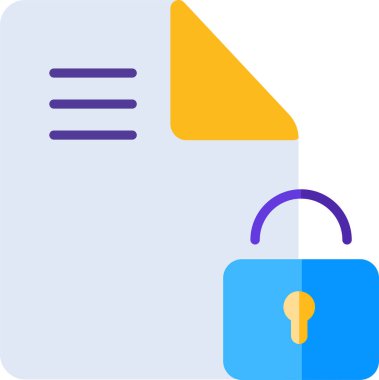 kilitlenmiş belge düz simgesi, vektör, illüstrasyon