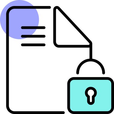 kilitlenmiş belge düz simgesi, vektör, illüstrasyon