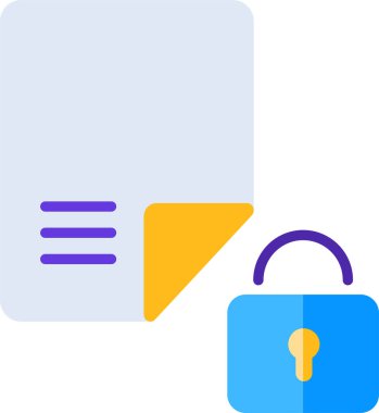 kilitlenmiş belge düz simgesi, vektör, illüstrasyon