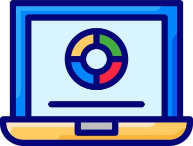 gösterge paneli düz simge, vektör, illüstrasyon içeren bilgisayar ekranı