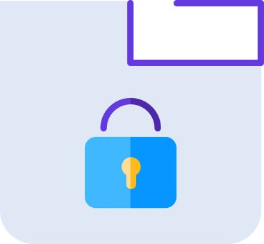 Kilitli düz simge, vektör, illüstrasyon, gdpr konseptine sahip belgenin web veri gizliliği