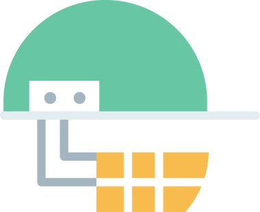 Miğfer yassı simgesi, vektör, illüstrasyon 