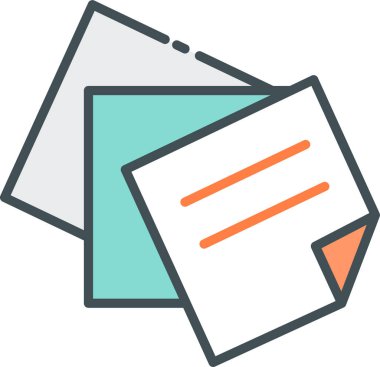 Yapışkan notlar düz simge, vektör, illüstrasyon 