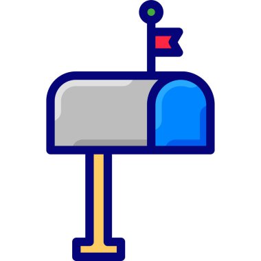 posta kutusu düz simgesi, vektör, illüstrasyon 