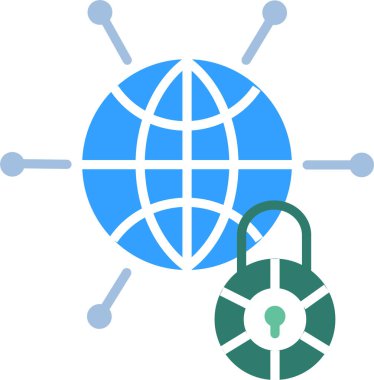 Web güvenliği düz simgesi, vektör, illüstrasyon