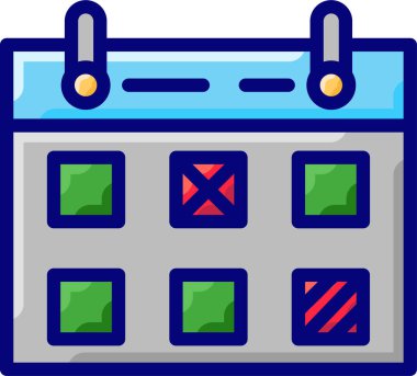 takvim düz biçim simgesi, vektör illüstrasyonu 