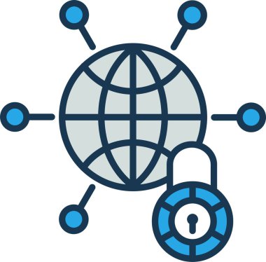 Web güvenliği düz simgesi, vektör, illüstrasyon