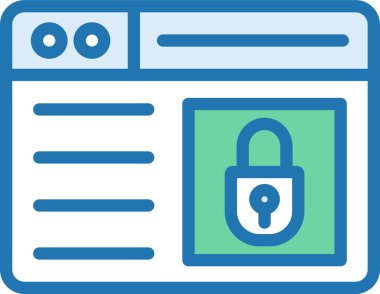 Büyüteç simgesi ile kilitle, güvenli arama konsepti, vektör, illüstrasyon, 