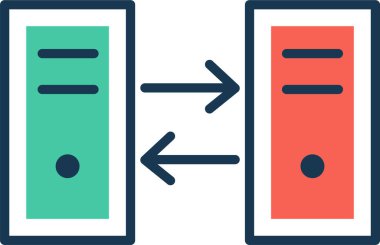 İşlemci düz simgesi, vektör, illüstrasyon, gdpr konsepti arasında web veri transferi 