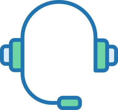 Mikrofon ikonlu kulaklık. vektör illüstrasyonu