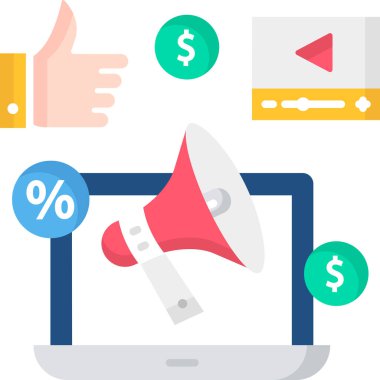 Web sitesi reklamları düz simge, vektör, illüstrasyon