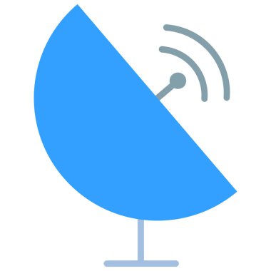 uydu çanağı düz simgesi mavi fotoğraf kartı, vektör illüstrasyonu   