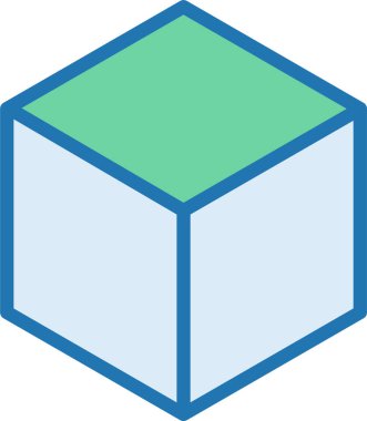 küp düz simge, vektör, illüstrasyon