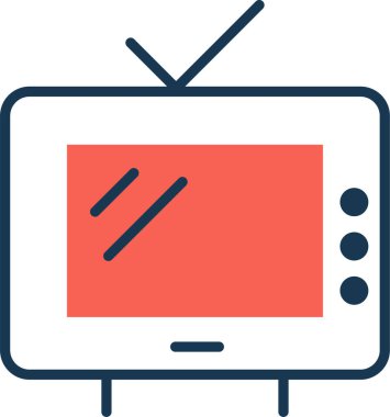 TV düz simgesi, vektör, illüstrasyon