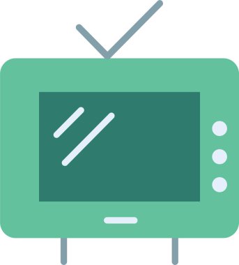 TV düz simgesi, vektör, illüstrasyon