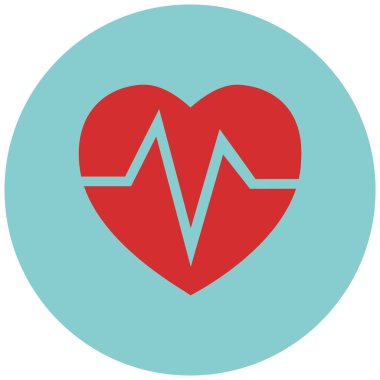  kalp ECG düz simge, vektör, illüstrasyon 